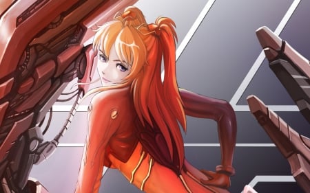 Asuka Langley Soryu - pretty, anime, female, neon, asuka, mad, long hair, emotional, asuka langley soryu, neon genesis evangelion, nice, anime girl, serious, girl, beauty, lovely, sweet, evangelion, angry, jacket, genesis, eva