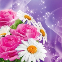 Roses and daisies background