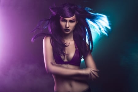 Purple - woman, beauty, purple, model