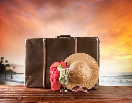 â™¥Summer Vacationâ™¥ - vacation, beach, hat, summer, sunset, acsessories, sea