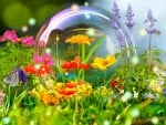 Fowers and a bubble