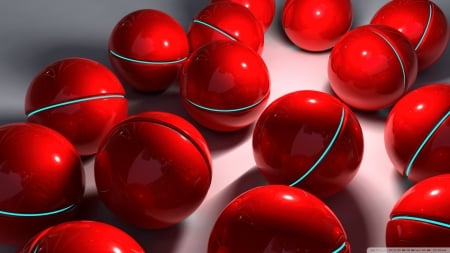 Red Balls - balls, abstract, 3d, red