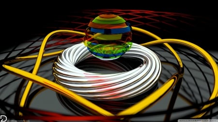 Encircled Spheres - Spheres, HD, 3D, Encicled, Abstract