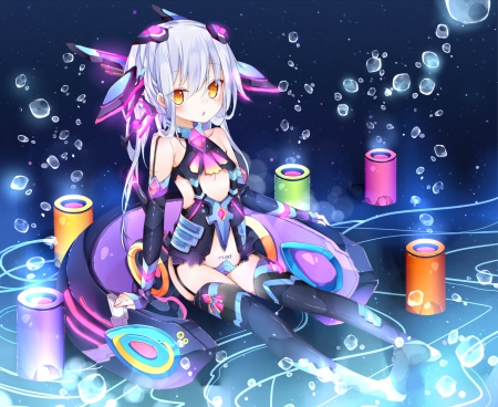 â‹|Bubbles Night|â‹ - sparkle, cute, beautiful, adorable, girl, splendid, lolita, wonderful, colorful, purple, kawaii, bubbles, sweet, anime, night, innocent, nice, hitokage, lovely