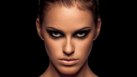 smoky eyes - smoky eyes, girl, background, dark