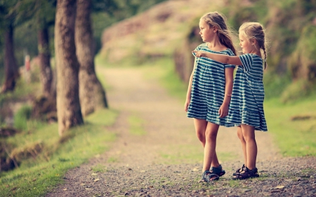 child girl - two, girl, look, blonde