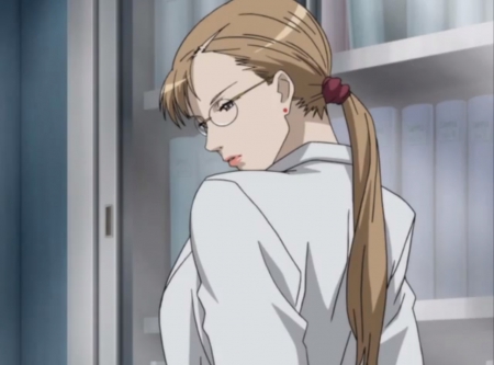 Julia Silverstein - back, anime, female, maiden, blonde, mad, blond hair, blood plus, blond, look, sorrow, julia, bloodplus, anime girl, beautiful, hot, girl, blonde hair, beauty, brown hair, looking, angry, glasses, lady, sexy