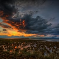 gorgeous sunset over marshland hdr