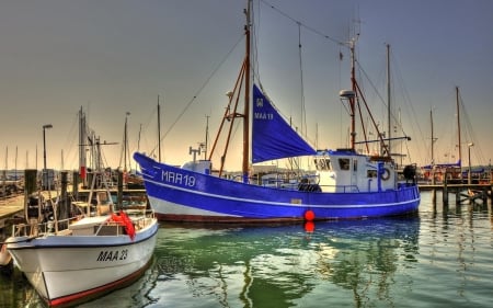 blue commercial sailboat docked hdr - marina, docks, sailboat, commercial, hdr, harbor