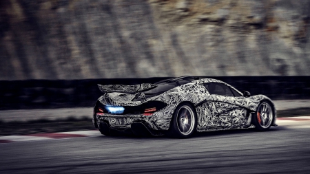 fantastic painted mclaren p1 in motion - paint, speed, car, flames, motion, tarck