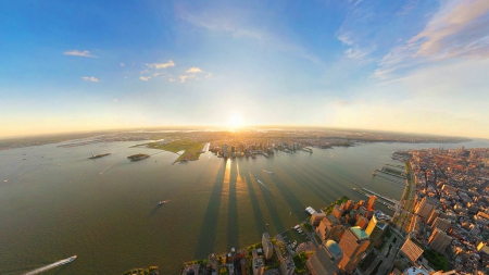 panorama of new jersey across the hudson river - city, panorama, sunset, river