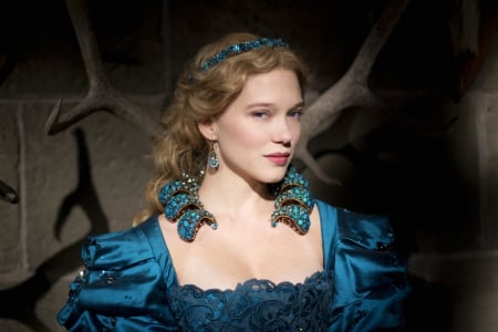 Beauty and the Beast (2014) - beauty and the beast, actress, blonde, blue, belle, la belle et la bete, lea seydoux, movie, woman