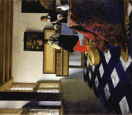 Vermeer music lesson sideway's glance - vermeer art music lesson, famous, not for sale, priceless