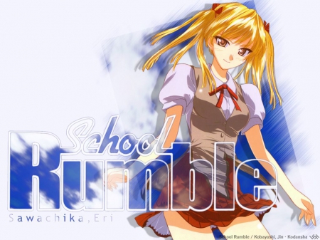 Eri Sawachika - School Girl, Blonde, Anime Girl, Smile, Anime, Sawachika, School Uniform, Eri Sawachika, Seifuku, Eri, School Rumble