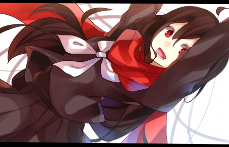 Tateyama Ayano - kagerou project, vocaloid, anime, scarf, skirt, tateyama ayano, long hair, red eyes