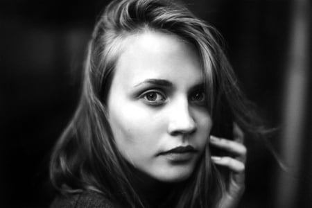 You Are My Secret Crush... - woman, face, portrait, eyes, think, beautiful, black and white, feel