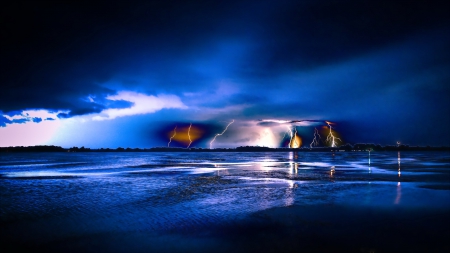 Night, - lightning, wonderful, night, landscape