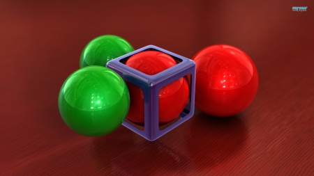 Spheres and Square - Square, Spheres, HD, 3D, Abstract