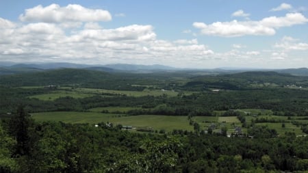 Vermont Vista - Farm fields, Green, Green Mountains, Vermont, Mt Philo, mountains