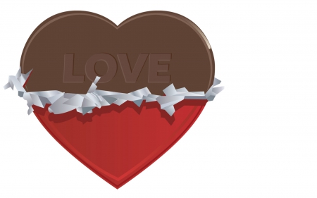 Chocolate love heart - heart, red, valentines day, chokolate, wrap, love