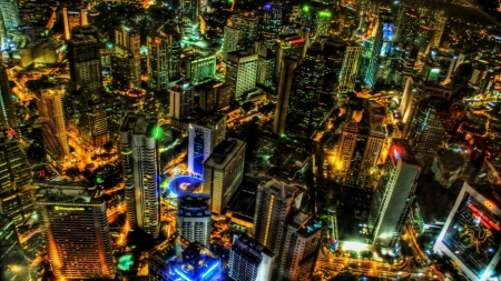 fantastic cityscape of kuala lumpur at night hdr - lights, hdr, skyscrapers, city, night