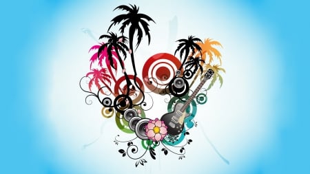 Art Grunge 2 - abstract, graphics, collages, gradient background, palm trees, vector