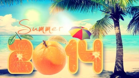 â˜…â˜†â˜… HAPPY SUMMER 2014 â˜…â˜†â˜… - 2014, ocean, beach, sky, skyphoenixx1, sun, paradise, palms, summer, isle, vacation, abstract, umbrella, island, orange, sea