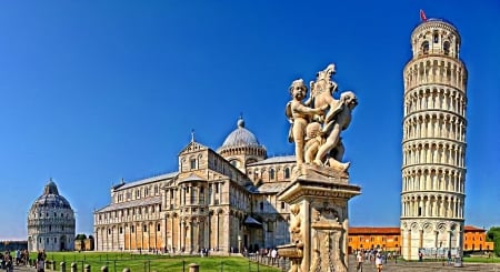 Miracles Square-Pisa_Italy - tower, Galileo, Italia, Architecture, medieval, ancient, view, Italy, panorama, Town, monuments, ruins