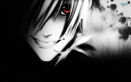 Death note - smile, eye, open, red