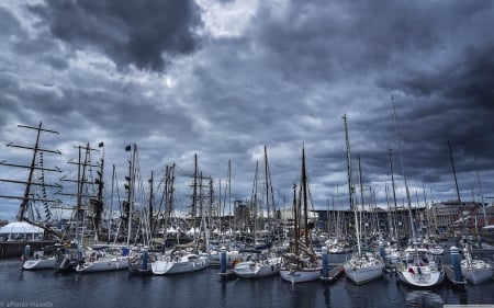 Boats - sky, boats, harbour, boat