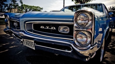 iconic pontiac gto front end hdr - front, car, blue, classic, hdr