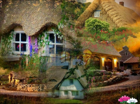 Cottage house collage - collage, house, sup, cottage