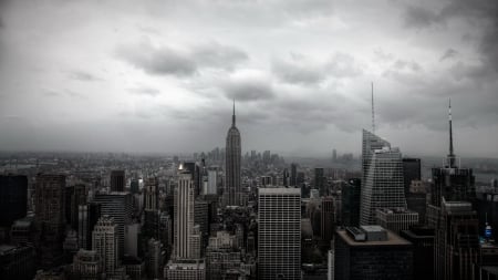 new york city under stormy sky - sky, storm, clouds, skyscrapers, citt