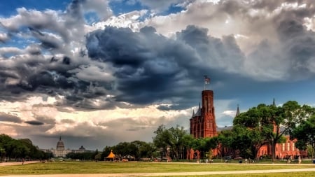 the smithsonian museum in washington dc hdr - clouds, museum, hdr, mall, capital