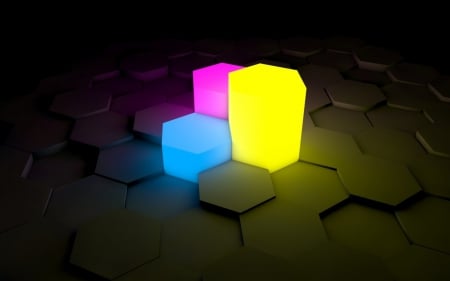 3D Hexagons - hd, abstract, hexagons, 3d, 3d hexagons