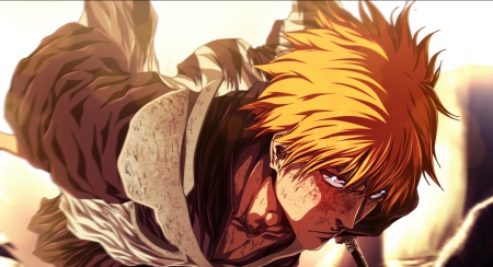 Heading to victory - kurosaki ichigo, soul society, bleach, sunset, anime girl, cool, subtitute shinigami, dark, shounen, orange hair, katana, human, kimono, manga, shouenen, light, thousand year blood war arc, logo, comedy, quincy, ichigo, nice, sky, hat, wandenreich, black, fantasy, orange eyes, anime boy, glowing, supernatural, clouds, anime, shouen, house, sword, short hair, male, drama, night, shinigami, sunsetdark, bleack, kurosaki, ichigo kurosaki, weapon, action, awesome, smile, heading to victory, character, lights