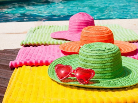 Sunscreen time - summer, beach, hats, glasses