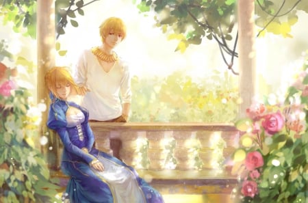 Fate Stay Sleep - sleeping, nice, saber, beauty, female, peaceful, gowbn, anime girl, wonderful, gorgeous, pretty, anime, romance, pendragon, garden, scene, love, gilgamesh, girl, arturia pendragon, peace, lovely, fate stay night, sleep, arturia, romantic, beautiful, scenery, sweet, awesome, happy