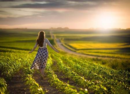 Model - women, hairs, walk, Model