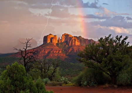 desert rainbow - rainbow, cool, fun, desert, nature, mountain