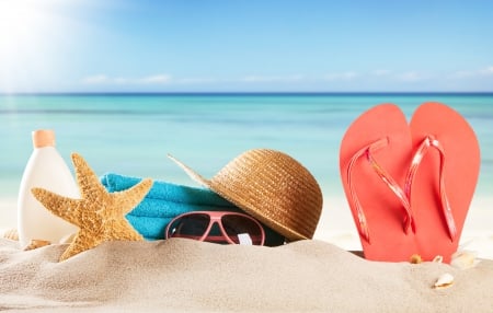 â™¥Summer Vacationâ™¥ - vacation, accessories, beach, summer, sea, sand