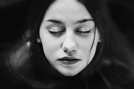 The Far From Home - feel, woman, beautiful, eyes, portrait, face, black and white, think