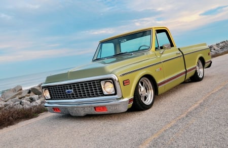 1972-Chevy-Cheyenne - classic, green, bowtie, truck