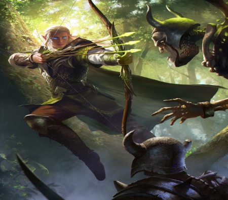 Elf VS Undead - elf, archer, fighting, undead