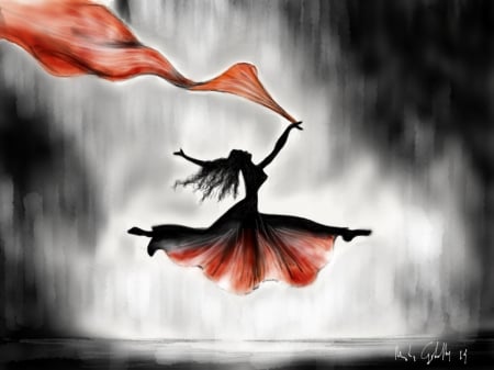 Red and black - dance, two colors, ballerina, red and black