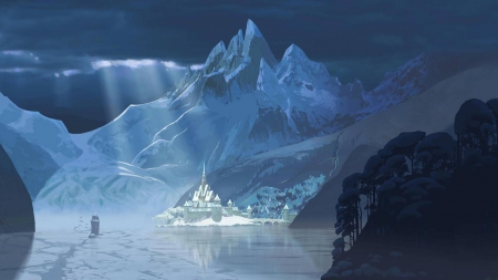 Frozen (2013) - ice, mountain, movie, winter, art, castle, blue, disney, frozen