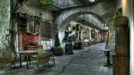 eclectic stajnia cafe in krakow poland hdr - tables, cafe, hdr, country