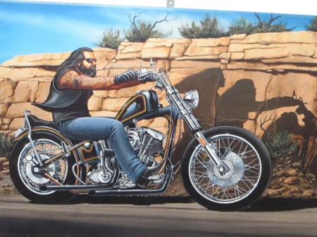 Biker Dude - biker dude, chopper, bike, harley art