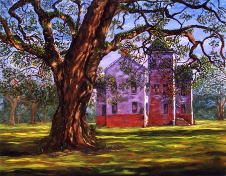 TREE HOUSE - house, tree, painting, art