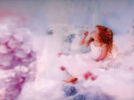 True Innocence - clouds, kids, people, girl, innocence, pure, pink